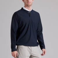 Nouveauté : Pull de golf pour homme léger, uni, tissé, à col ras du cou avec boutons-pression, manches longues, séchage rapide