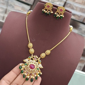 Premium Polish Premium Quality Exclusive Unique Design <b>Gold</b> Plated Necklace <b>Set</b> With <b>Earrings</b> For Wedding Collection For Women - Product Image 1