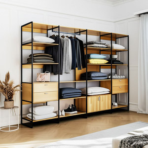 เฟอร์นิเจอร์ห้องนอน ตู้เสื้อผ้าไม้ยางพาราพร้อมโครงเหล็ก - Product Image 5