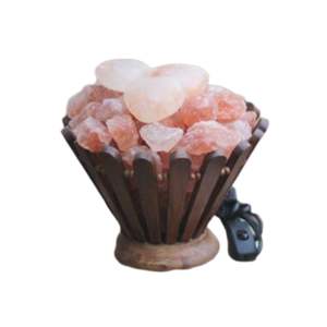 Handcrafted Decorative Wooden Pyramid Style Rock Salt Lamp Natural Crystal Glow Himalayan Salt Basket Lamps Natural Crafts - Product Image 4