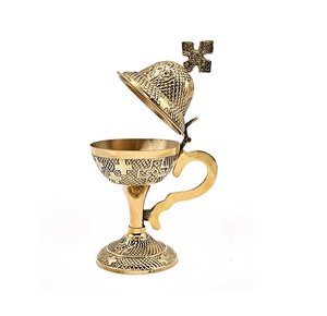 Encensoir en laiton orthodoxe grec, brûleur d'encens orthodoxe chrétien, diffuseur d'aromathérapie en laiton orthodoxe russe, porte-encens - Product Image 1