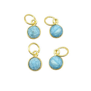 จี้พลอยเทอร์ควอยซ์ขอบ6มม. ทำด้วยมือสร้อยคอเงินแท้จี้แฟชั่นของขวัญแฮนด์เมด - Product Image 1