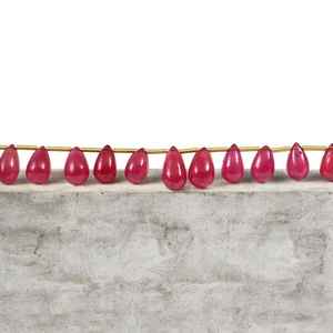 Cuentas de Briolette en forma de lágrima de rubí natural, piedras preciosas sueltas para collar, pendientes, fabricación de joyas, venta al por mayor, proveedor de cuentas de rubí rojo, India - Product Image 1