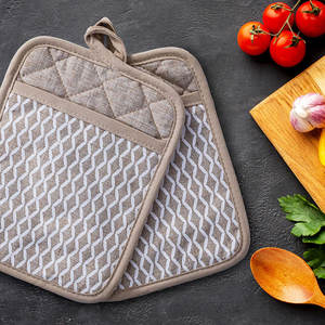 Maniques en coton doux réutilisables, résistantes à la chaleur, avec étiquette privée personnalisée - Product Image 1