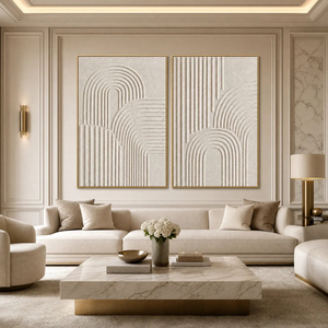 Beige Textured Minimalist Wabi Sabi Abstract Diptych <b>Canvas</b> Wall Art Hand-painted With Black <b>Frame</b> Indoor Decor - Product Image 4