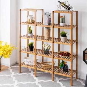 BFKS020 Bamboo Wood Decorative Shelf 115x32x140cm <b>Wall</b> & <b>Display</b> Shelves - Product Image 3