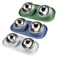 Vente en gros de bol pour chien en acier inoxydable écologique bol d'eau et de nourriture pour animaux de compagnie en métal poli avec caractéristiques de voyage