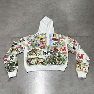 Custom Men's <b>Zip</b>-Up Hoodie 100% Cotton Fleece 360g Breathable Winter Streetwear Digital Printed OEM - Product Image 4