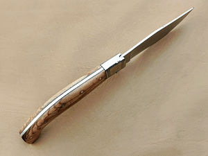 Cuchillos Tradicionales Sardinianos Hechos a Mano PATTADA ARBURESA de Acero Inoxidable con Madera de Olivo, Punta de Gota, OEM Personalizable, Cuchillo para Exteriores - Product Image 3
