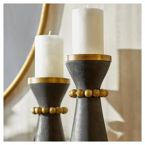 Porte-bougie en bois noir et or avec perles, design élégant et moderne, aspect royal pour un intérieur élégant, fabriqué à la main en Inde - Product Image 2