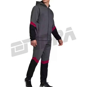 Chándal de algodón con logotipo personalizado Tech Fleece para hombre, ropa de gimnasio de dos piezas con cremallera completa gris para ropa de calle de fútbol en invierno - Product Image 2