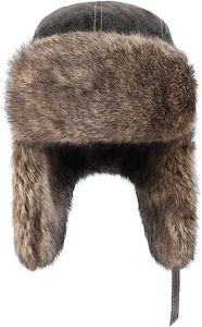 Sombrero de trampero de cuero de invierno cálido para hombres Logotipo personalizado Sombrero de invierno para hombres con piel al por mayor - Product Image 3