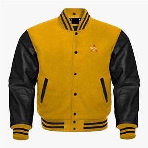แจ็คเก็ตวาร์ซิตี้ปักโลโก้แบบกำหนดเอง แขนหนัง สีดำ สำหรับคู่รัก แจ็คเก็ตเบสบอลวิทยาลัย แจ็คเก็ตผู้ชาย แจ็คเก็ตเลตเตอร์แมน แจ็คเก็ตวาร์ซิตี้ - Product Image 3