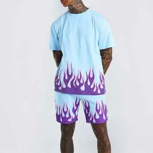 2025 hommes entièrement nouveau Style panneaux latéraux imprimé Shorts et chemise ensemble deux pièces ensembles jumeaux avec manches courtes Style contraste couleur - Product Image 5