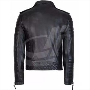 Chaqueta de cuero genuino Unisex 2023, ropa de abrigo personalizada de alta calidad para hombre, Parka con cuello levantado en bloque de Color, venta al por mayor - Product Image 3