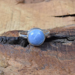 Peruvian <b>Blue</b> <b>Opal</b> Round Gemstone <b>Ring</b> 925 Sterling Silver Handmade Unique <b>Blue</b> Jewelry October Birthstone Gift for Birthday - Product Image 1