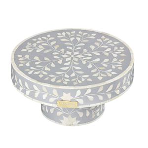 Vente en gros de support à gâteau incrusté de nacre à motif floral bleu plateau rond décoratif pour vadrouille pour la décoration de table à la maison - Product Image 3