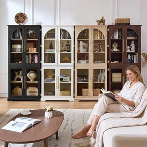 Vitrine de luxe <span class=keywords><strong>en</strong></span> <span class=keywords><strong>bois</strong></span> pour salon, meuble de salon avec portes vitrées, vitrine pour rangement d'objets anciens à domicile DR539 - Product Image 5