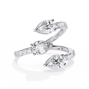 Atyanta Open <b>Gap</b> Three Stone Ring-Pear Lab Grown Diamond - Product Image 4