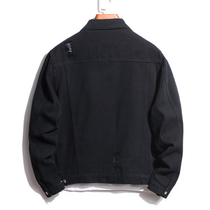 Wholesale Custom logo <b>Blue</b> Jean Jacket Plain <b>Men</b> Denim Jacket Black Dye <b>Men's</b> Denim Jacket Button Closure Washed Denim Slim Fit - Product Image 2