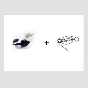 Interactive Cartoon Eco-Friendly Cat <b>Toy</b> with Bird Feather <b>Tail</b> Battery-Powered Simulated Birdsong for Pet Play - Product Image 3