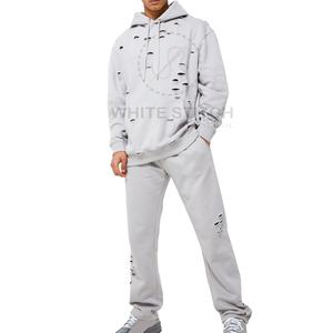 Sudadera de Manga Larga con Bolsillos para Hombre, 100% Algodón, Diseño Sólido, Estilo Desgastado, Personalizable, al por Mayor, OEM - Product Image 6