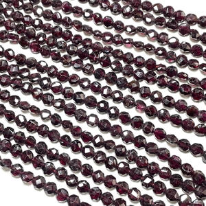 Cuentas de piedras preciosas Rojas naturales con forma de moneda granate facetado al por mayor con taladro vertical para Tiendas de Cuentas - Product Image 4