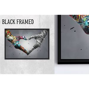 Toile d'art imprimée avec des motifs de graffitis d'amour élégants - Décoration de style Banksy, 1P Blackframedcanvas - Product Image 1