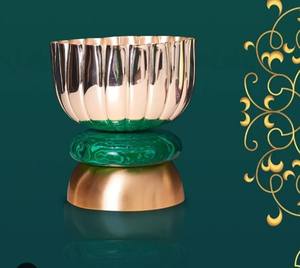 Bol de style tendance avec base pour décor de table à manger d'hôtel à la maison couleur argent vert et or fruits secs dates bols fournitures d'hôtel - Product Image 6