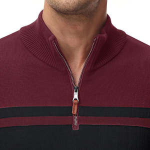 Vente directe d'usine pull à manches longues en coton à col rabattu pour homme tricots côtelés anti-empilage personnalisés OEM ODM - Product Image 6