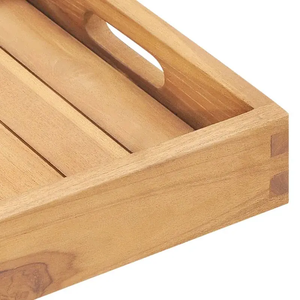 Plateau de service en bois de teck de taille personnalisée matériau en bois naturel de qualité unique poli pour décor de table de nourriture pour commande en gros - Product Image 2