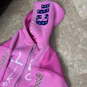 ODM OEM Custom Men's <b>Zip</b>-up <b>Hoodie</b> with Acid Wash & Embroidered Rhinestones Customizable <b>Hoodie</b> with Embroidered Rhinestones - Product Image 6