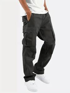 Pantalones de chándal informales para hombre, pantalones Cargo de ajuste relajado, pantalones de chándal con cordón para senderismo, pantalones deportivos de sarga de algodón transpirables para exteriores - Product Image 4
