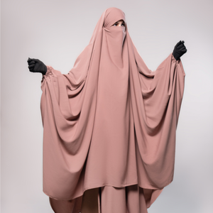 Venta al por mayor modesto Simple de dos piezas Extra ancho hasta el suelo Jilbab mangas elásticas tradicionales musulmanas accesorios de ropa de mujer - Product Image 1