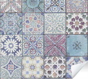 Fabriqué en Allemagne-Carreaux de papier peint à peler et à coller Bleu violet-Film non tissé-Papier peint de cuisine auto-adhésif-8,40x0,53 m - Product Image 5