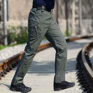 Elegantes pantalones tácticos para exteriores con cremallera de LICRA y pantalones de trail duraderos resistentes al desgaste y antiarrugas con múltiples bolsillos - Product Image 4