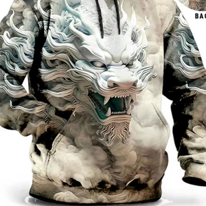 Pull à capuche surdimensionné pour homme avec impression 3D graphique loup Streetwear d'automne Sweat à capuche animal Tops - Product Image 1