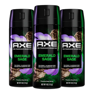 AXE Premium Desodorante Body Spray para Hombres Emerald Sage 3 Count con 72H Protección contra el Olor y Frescura Infundida con Geranio, 4 oz - Product Image 1