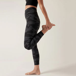Leggings athlétiques taille haute pour femmes de qualité supérieure collants de Compression de couleur contrastée pour le logo d'entraînement de gymnastique à la taille - Product Image 5