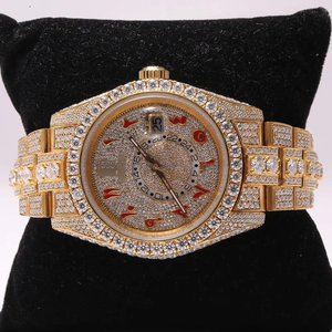 Montre Hip Hop Bling Iced Out avec Diamants Moissanite et Cadran à Chiffres Arabes – Montre-Bracelet de Luxe Tendance en Moissanite pour Hommes - Product Image 4