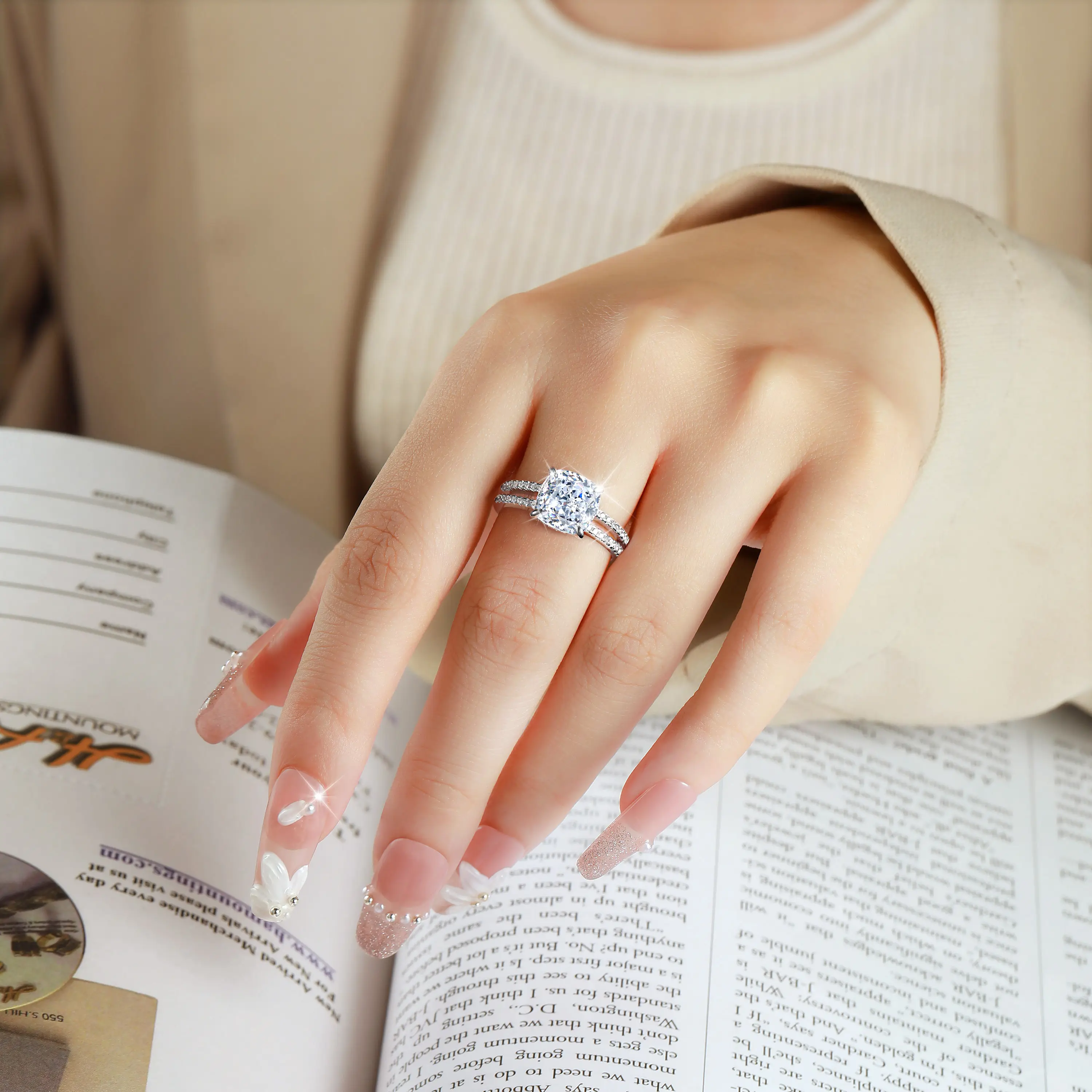 Anel de prata esterlina 925 simples 3A zircônia cúbica para noivado de luxo, anel de pedra preciosa para casamento e promessa, para mulheres