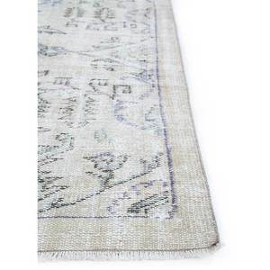 Tapis en laine noué à la main beige-brun vintage pour la maison - Idéal pour salon, couloir, entrée, chambre d'adolescent - Motif médaillon rectangulaire en puzzle - Product Image 4