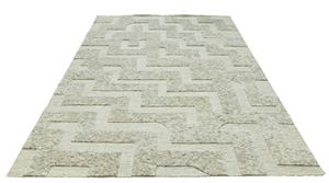 Collection 8 x 10 Tapis d'intérieur marocain abstrait en laine de Nouvelle-Zélande, fait main, 100% laine, ivoire, tapis de prière rigide, doux, soyeux et lisse - Product Image 3