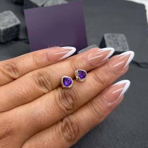 Pendientes de Plata de Ley con Gema de Amatista, Estilo Boho, Hechos a Mano, para Mujer, Regalo de Fiesta, Chapados en Platino - Product Image 3