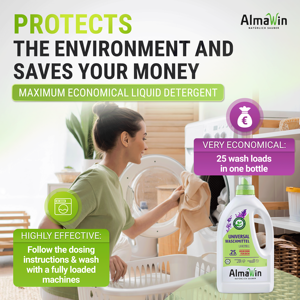 Detergente Líquido Universal para Ropa AlmaWin Brand Highlight Bio 1.5L - 23 Lavados con Aroma a Lavanda - Detergente para Bebés - Product Image 2