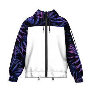 Veste coupe-vent de course pour hommes veste d'hiver imperméable unisexe motif solide à capuche fermeture éclair avant vêtements d'extérieur haut pour la saison de printemps - Product Image 1