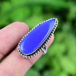 Anillo de Calcedonia lujoso estampado de Plata de Ley 925, regalo de boda, anillo giratorio de piedras preciosas hecho a mano de Plata de Ley 925 - Product Image 4
