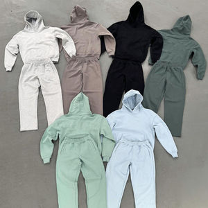 Ensemble de survêtement de sport surdimensionné de haute qualité, sweat-shirts personnalisés, pour la salle de sport, vente en gros, taille plus, coton d'hiver, tenue de sport - Product Image 1