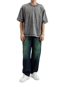 2025 Unisex Casual Drop Shoulder Oversized <b>Acid</b> <b>Wash</b> T-Shirt 100% Cotton 250 GSM Knitted Fabric OEM ODM Men's T-Shirt - Product Image 6