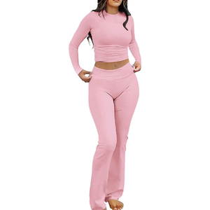 Conjunto de Yoga de alta calidad Conjuntos de mujer Conjuntos de Yoga de fitness para mujer personalizables y ropa de entrenamiento para correr Conjunto de Yoga de 2 piezas de cintura alta - Product Image 1